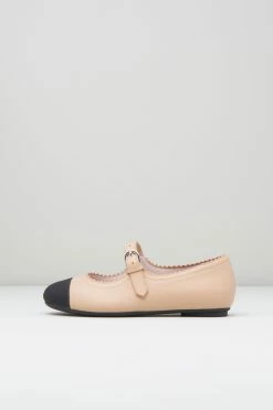 Discount ✨ BLOCHSTORE-US 👧 Girls Cassiopeia Ballet Flats Capuccino Black Leather ✨